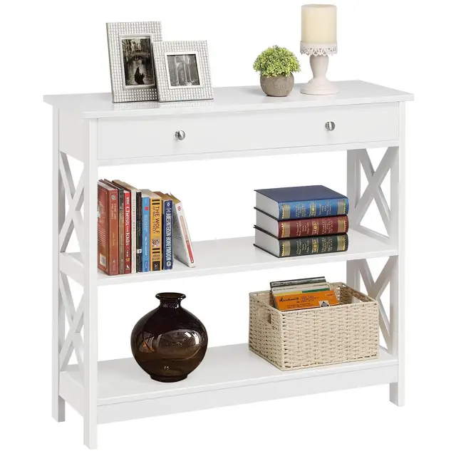 yaheetech mesa consola blanca 80x30x80cm