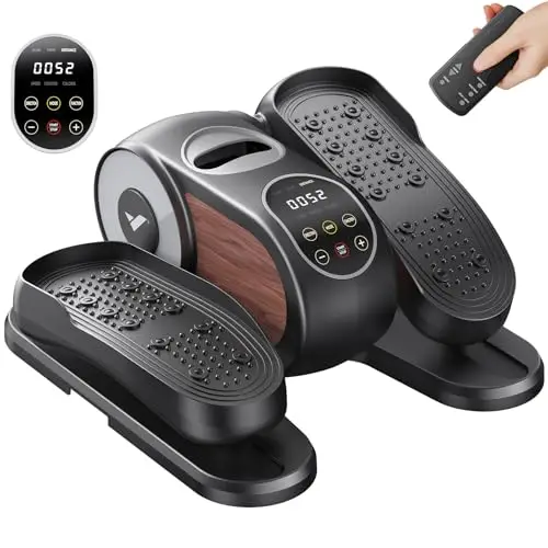 MERACH Máquina Elíptica Eléctrica, Mini Elíptica Bajo Escritorio para Hogar, Mando, Pantalla Grande, Base Antideslizante, 12 Vel., Silenciosa, Portátil, para Mayores y Rehabilitación de Piernas