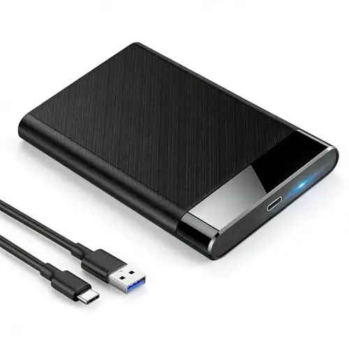 Caja Disco Duro 2.5 USB 3.1 Gen 2 6Gbps Carcasa Disco Duro para SSD/HDD de 2.5 Pulgadas con 7mm/9.5mm Instalación Sin Herramientas Caja Externa Incluye Cable USB C y Soporta UASP/Trim (Negro)