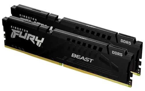Kingston FURY Beast Negro DDR5 16GB (2x8GB) 6000MT/s CL30 DIMM Memoria gamer para Ordenadores de sobremesa Kit de 2 AMD EXPO e Intel XMP - KF560C30BBEK2-16