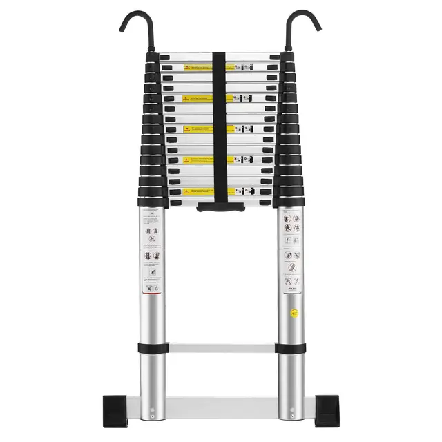 STANEW Escalera telescópica de 6,2 m de Aluminio, Plegable, reposabrazos extraíble, multifunción Portátil Plegable Extensible, Carga máxima de 150 kg