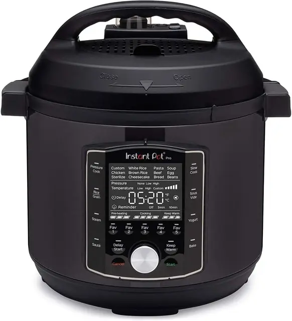 Instant Pot Pro Multicocina Eléctrica 10 en 1, 1200 W, 5,7 L – Olla a Presión, Cocción Lenta, Arrocera, Vaporera, Salteado, Esterilizador, Yogurtera, Sous Vide – Acero Inoxidable Negro