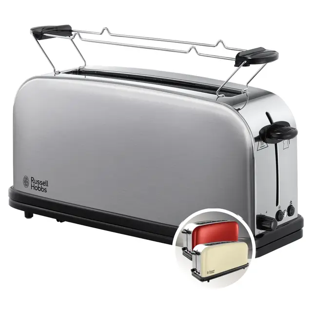 Russell Hobbs Adventure 21396-56 – Tostadora, Ranura Larga y Ancha, para 2 Rebanadas, Acero Inoxidable