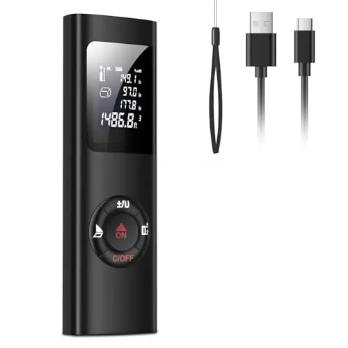 Metro Laser, IPSXP 60M 196Ft USB Recargable Medidor Láser Mudo Portátil Metro Láser con LCD Pantalla Retroiluminada Digital, Cálculo de Distancia, Área, Volumen, Pitágoras, Adición y Sustracción