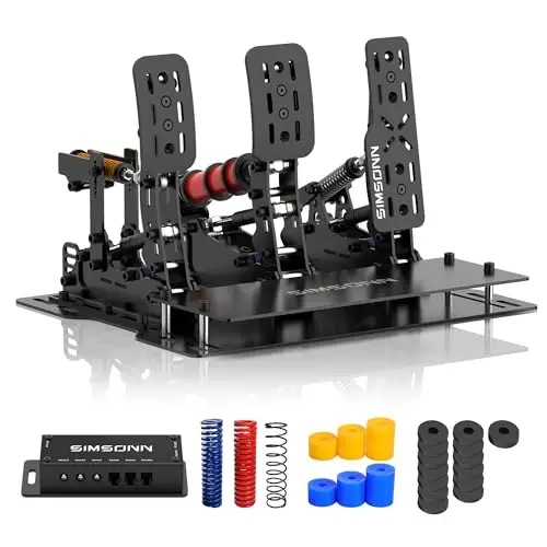 SIMSONN Plus X Sim Racing Pedals Pedales de simulación de carreras celda de carga PC Pedal hidráulicos HE Soporte para reactor háptico (Plus X-P3-H3-Plate)