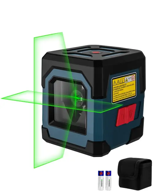 Nivel Láser Verde,RockSeed Láser Nivel Cruzado Horizontal y Vertical Láser Autonivelación Giratorio de 360 grados con Modo Manual/Autonivelante IP54 Bolsa de tela, Batería Incluida