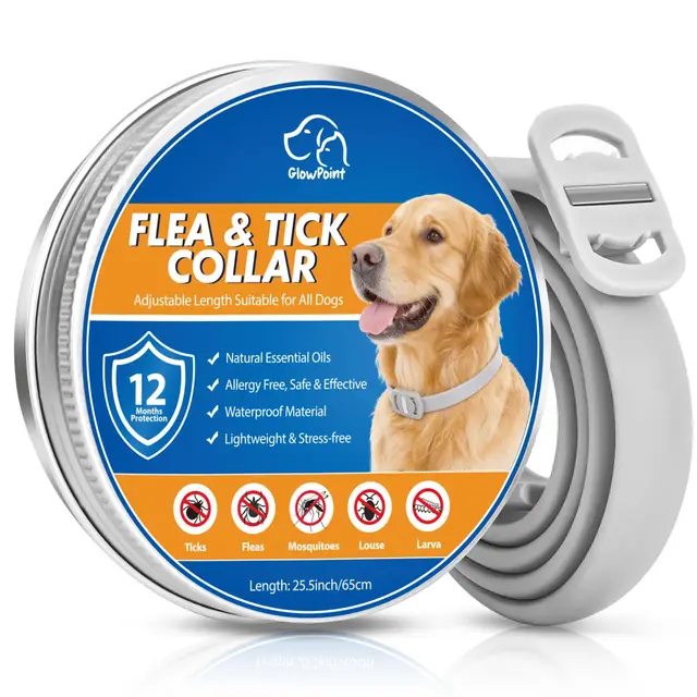 Collar Antiparasitario Perros, Collar Regulable y Resistente al Agua por 12 Meses, Repelente Duradero para la Prevención de Parasitas en Razas Pequeñas, Medianas y Grandes (65 cm)