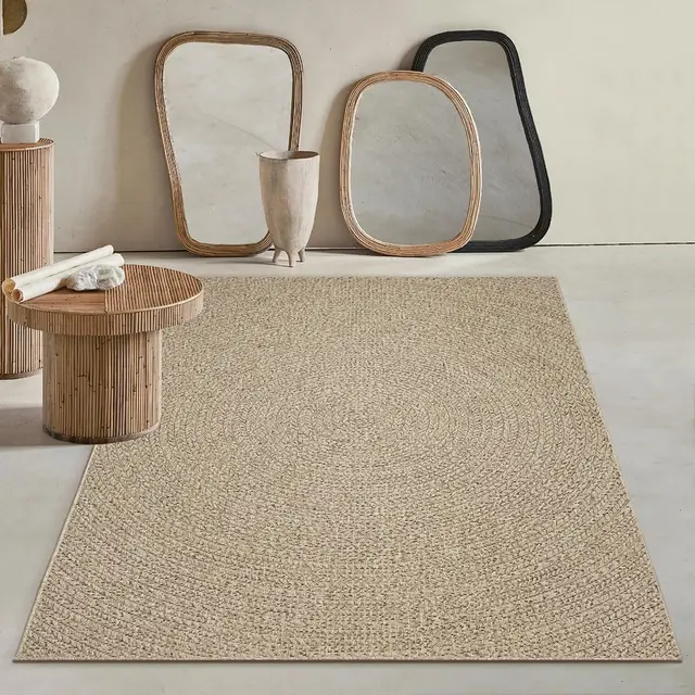 Mias Teppiche Kinsley - Alfombra de Yute Natural para Interior y Exterior, Resistente a la Intemperie, Ideal para Patio y jardín