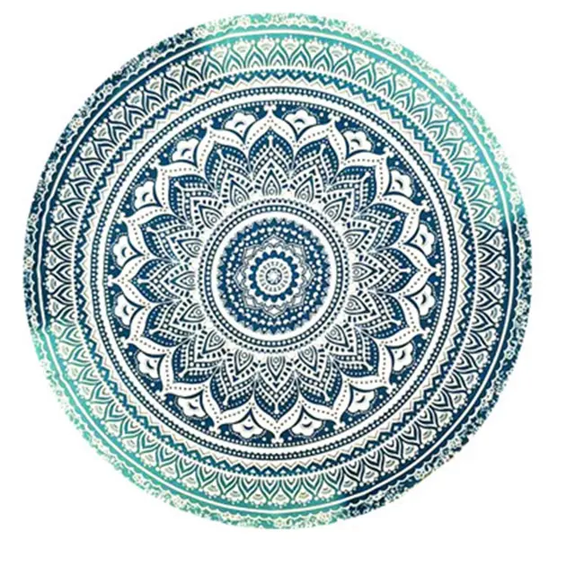Toalla de playa redonda bohemia manta de playa mandala redonda esterilla yoga meditación mantel picnic alfombra hecha a mano, 150 x 150 cm