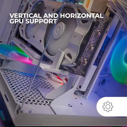 Mars Gaming MCA-GCBPRO, Soporte para Tarjeta Gráfica, Soporte Vertical y Horizontal de GPU, Base Magnética Antideslizante, Estructura de Acero Resistente, Ajuste Universal con Abrazadera, Blanco