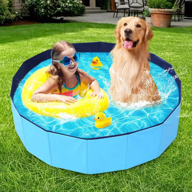 Piscina para Perros,120X30CM Piscina para Mascotas Perros,Bañera para Perros,Bañera Portátil para Mascotas,Piscina Plegable para Perros,para Mascotas, niños, Piscina, Antideslizante, portátil