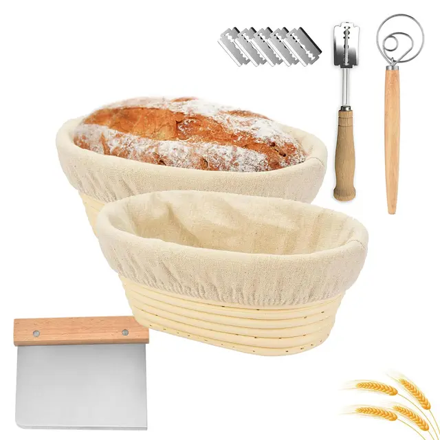wangdefu banneton ovalado ratan 12" set