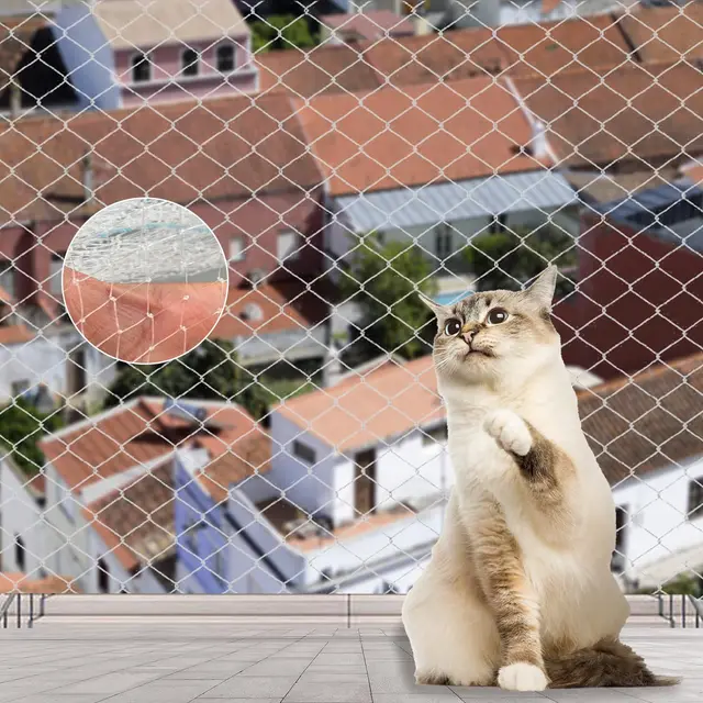 Balcon Red para Gatos, 10x3m Nylon Malla antipajaros, Redes para Gatos sin Taladro, Red Anti pajaros, Reutilizable Malla Gatos, para Balcones, Ventanas, Tragaluces y Puertas, Estanques, Huertos
