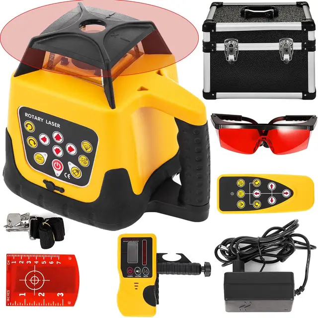Kit de nivel láser rotativo kit láser rotativo digital de nivel automático Red Beam rango 500m con control remoto y receptor