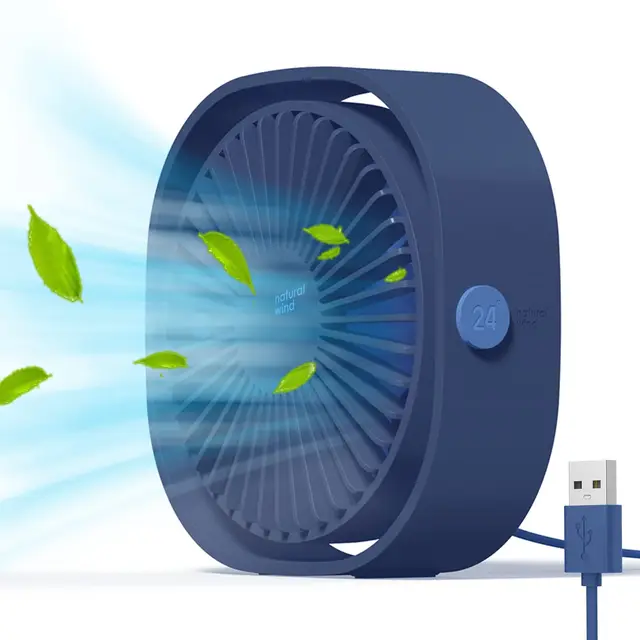 Simpeak Ventilador USB Mini, Ventilador USB de Mesa Portátil, 3 Velocidades Silencioso, Angulo Ajustable Fan Pequeño para Oficina Hogar Viajar y Acampar - Azul
