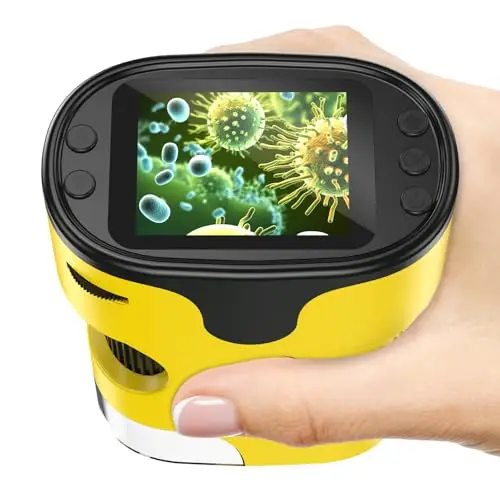 Microscopio de Mano 1000X para niños, 4K, Pantalla de 2 Pulgadas, Recargable, Mini microscopios Digitales de Bolsillo con Kit de Diapositivas, Regalo Edu portátil, para niños y Estudiantes