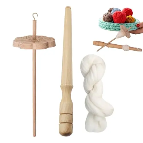 Genérico Rueda De Hilar Manual,Huso Manual Con Volante Para Principiantes - Materiales De Costura En Madera Y Herramientas Para Tejer, Crochet Y Proyectos De Manualidades