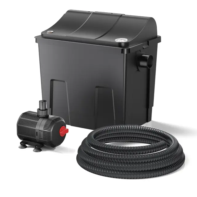 SunSun CBF-200T Bio Filtro de Estanque Set Completo con clarificador UVC 9 W, Bomba 2300 l/h 35 W termómetro y Medios fitrantes, Sistema de filtración biológica