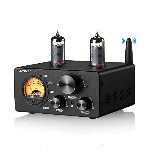 Mejora AIYIMA TUBE T9 Bluetooth 5.0 6K4 Amplificador de tubo de vacío USB DAC 100W Receptor estéreo Amp COAX/OPT HiFi Home Audio Amplificadores digitales con medidor de VU
