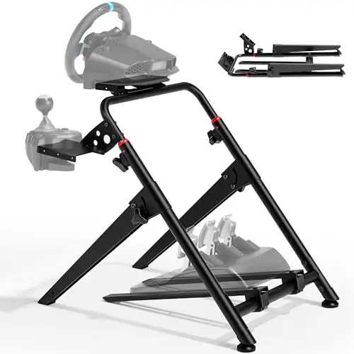 ARES WING Soporte para volantes compatible con Fanatec, Thrustmaster, Logitech, Moza – Cabina de SIM Racing plegable para volantes de juego – Soporte de volante inclinable para PS4, Xbox, PC