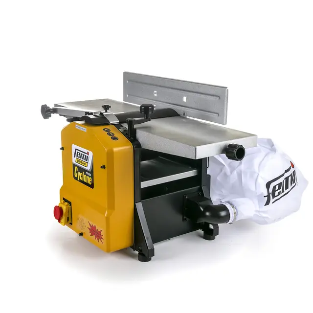 FEMI JOB LINE FM-CYCLONE - Cepilladora Regruesadora 1500W - Mesa Aluminio - Avance Automático - Sistema de Aspiración Integrado - Seguridad Anti-Arranque - Guía Inclinable 90° a 135°