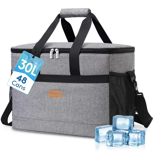 Lifewit Nevera Portatil 30L, Bolso Neveras Isotermica para Hombre, Grande Bolsas Termica Porta Alimentos, Cooler Bag Tela Plegable para Playa, Camping, Viaje, Trabajo, Picnic, Gris