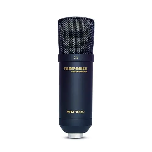 Marantz Professional MPM1000U Micrófono de Condensador USB para Gaming, Streaming y Podcasting - Interfaz de Audio Integrada, Soporte de Escritorio, Plug-and-Play, Negro