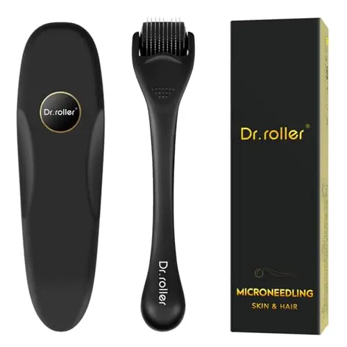 Derma Roller Cabello 0.5mm, Derma Roller para el Crecimiento Antiedad de la Barba y el Cabello, Microneedling para el cuero cabelludo facial