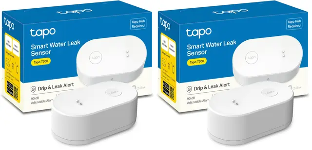 Tapo T300 – Sensor Inteligente de Fugas de Agua, clasificación IP66 a Prueba de Agua, Alarma de Fugas de 90 dB, Compatible con concentrador, Doble inducción (Paquete de 2)