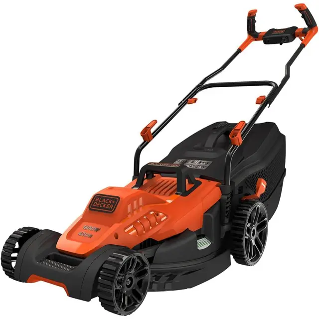 BLACK+DECKER BEMW481BH Cortacésped con Manillar Tipo Bicicleta 1800 W, Ancho de Corte 42 cm, para Jardines de más de 600 m2, 6 Alturas de Corte con Ajuste Centralizado 20, 30, 40, 50, 60, 70 mm