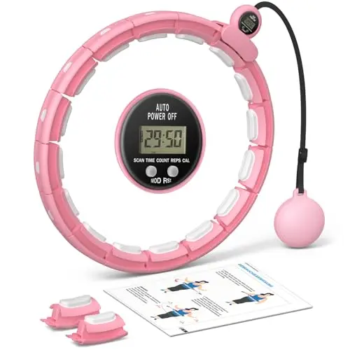 MERACH Hula Hoop para Adultos con Contador de Calorías, Hula Hoop Fitness Silencioso, Desmontable, para Cintura 84-144 cm, para Quemar Grasa y Cardio, Equipo de Entrenamiento en Casa