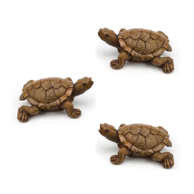 HASLED Set de 3 Tortugas Decorativas en Resina - Figuras para Jardín y Interior - Aprox. 6.6cm - Ideal para Balcones y Terrazas
