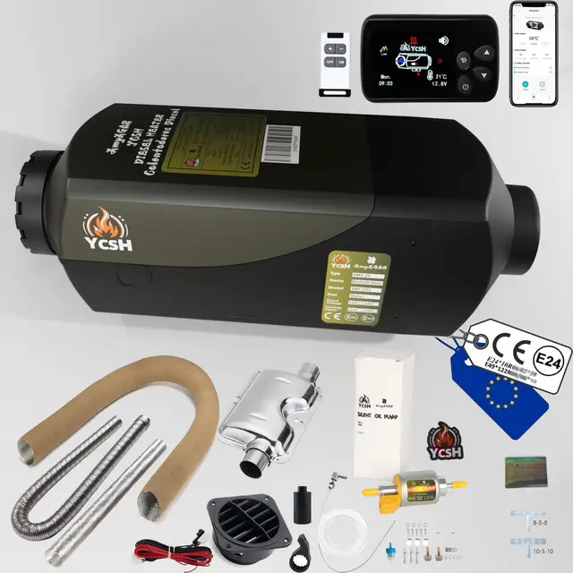 YCSH Calefaccion estacionaria diesel 5kw 12v ch22 v3, Calefaccion homologable ITV de Aire diésel de Bluetooth 12V con Bomba de Aceite silenciosa, Altitud Disponible 5,000 m, Nuevo Modo de ventilación