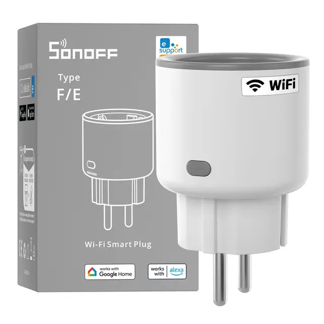 SONOFF S60TPF Enchufe Inteligente Wi-Fi (con Monitoreo Energético),Programar el Encendido/Apagado, Ahorro Energía, Compatible con Alexa y Google Home