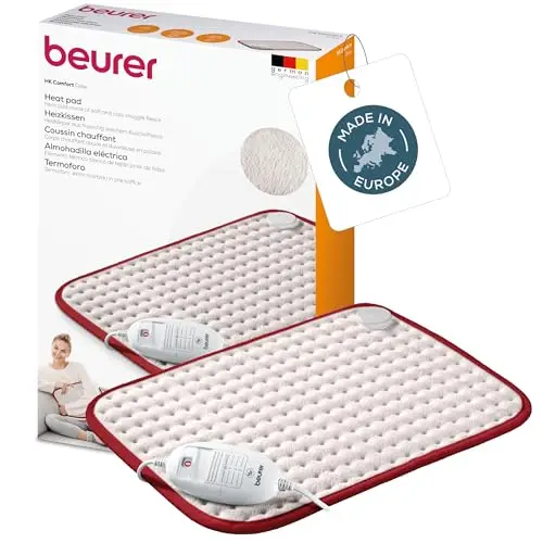 Beurer HK Comfort Almohadilla eléctrica, esterilla térmica con calentamiento ultrarápido y apagado automático 90 minutos, 3 niveles, display iluminado, 44 x 33 cm