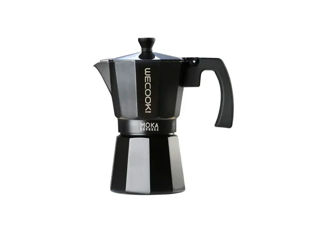 WECOOK! Bella Cafetera Italiana 9 Tazas Cafetera Moka para Espresso (420 ml aprox.) – No Apta para Inducción – Apta Gas, Eléctrica y Vitrocerámica – Junta Silicona y Válvula Seguridad, Aluminio, Negro