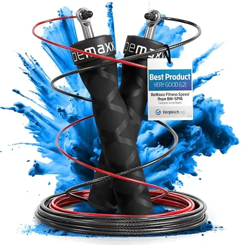 Comba Fitness Speed Rope + Guía de entrenamiento & Cuerda de Repuesto | Gimnasio Cuerda de Saltar Rápida de Alta Velocidad con Cable de Acero Ajustable & Rodamiento Rapido de Bolas, Boxeo Deportivo