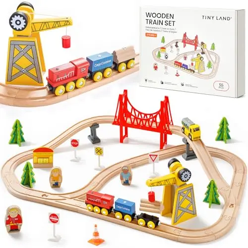 tiny land set tren de madera 55 piezas