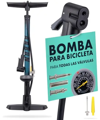 AARON Sport One - Bomba de pie para Bicicleta manómetro para Todo Tipo de válvulas, con Accesorio para Pelotas, Amarillo