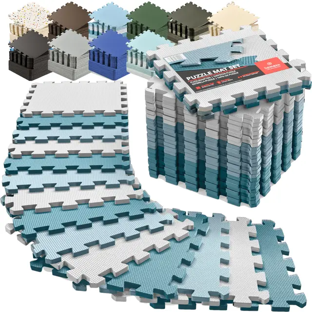 Esterilla Fitness Puzzle para Suelos de Gimnasio | Set de Protección Goma Espuma Losas Caucho para Máquinas de Deporte, Alfombrilla Protector Expandible Tatami Tapiz Alfombra Colchonetas Pesas Gym