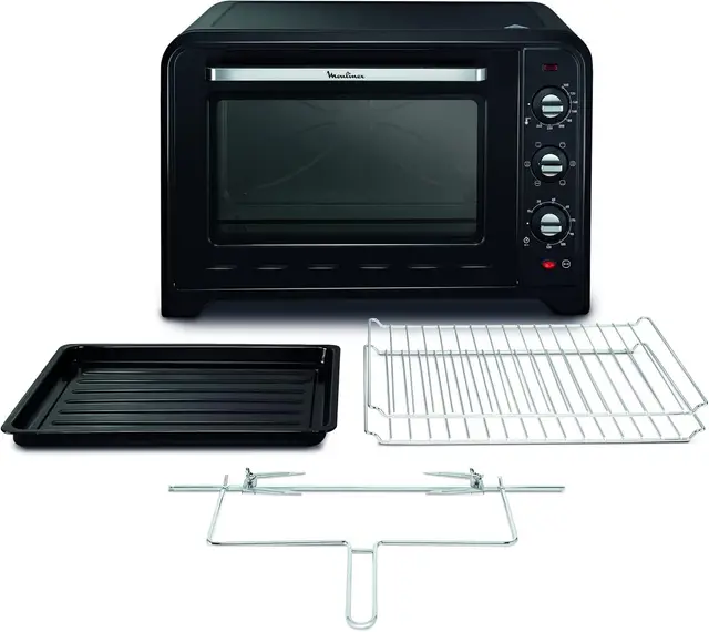 Moulinex Optimo OX495810 - Horno de Convección 60 L, 6 Modos de Cocción, Termostato hasta 240 y Temporizador hasta 120 Minutos, Bandeja de Horneado y Rejillas Reversibles, Diseño Compacto
