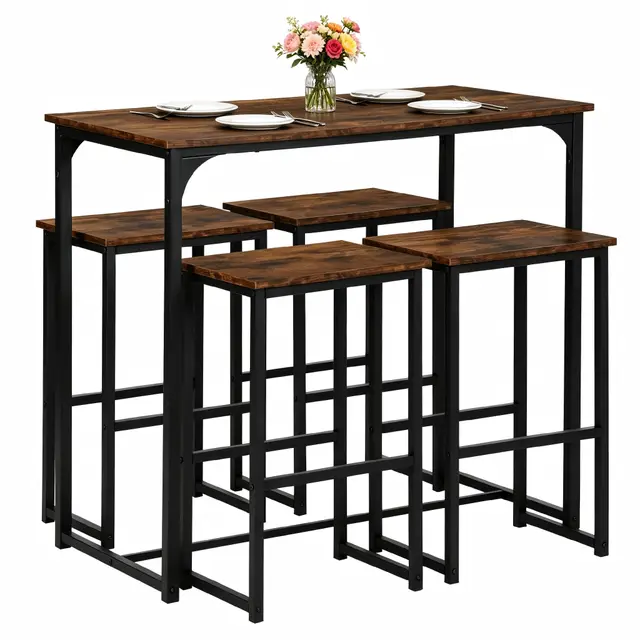 songvas crimso mesa alta con 4 taburetes