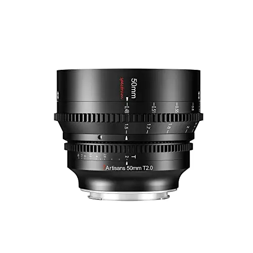 7artisans 50mm T2.0 cámara de Cine de Marco Completo de Gran Apertura Compatible con Montaje Canon RF, Enfoque Manual cámara de Cine de Baja distorsión sin Espejo para Canon, Black