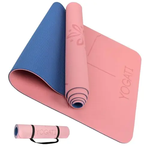 YOGATI Esterilla Yoga con Correa. Esterilla Yoga Antideslizante. Esterilla Fitness Ideal para Gym o casa. Esterilla Pilates Gruesa. Esterilla Deporte para Mujeres y Hombres. Yoga Mat.