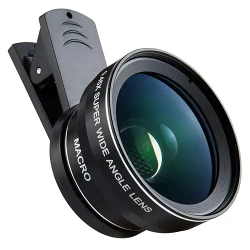 Lente de cámara de teléfono, Objetivo para movil 2 en 1, Macro 12,5X para movil, Objetivo Gran Angular de 0,45x para iPhone Samsung y la mayoría de Smartphones