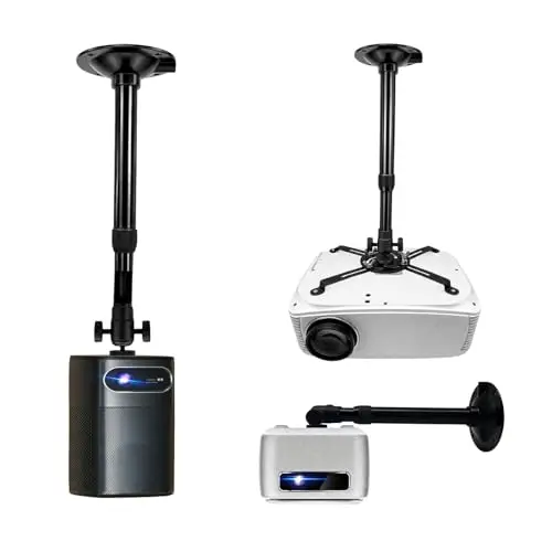 Soporte Proyector Techo Ajustable 28–42 cm – Soporte Universal para Mini Proyector y Proyector Doméstico, Montaje en Techo o Pared, Rotación 360°, Instalación Fácil