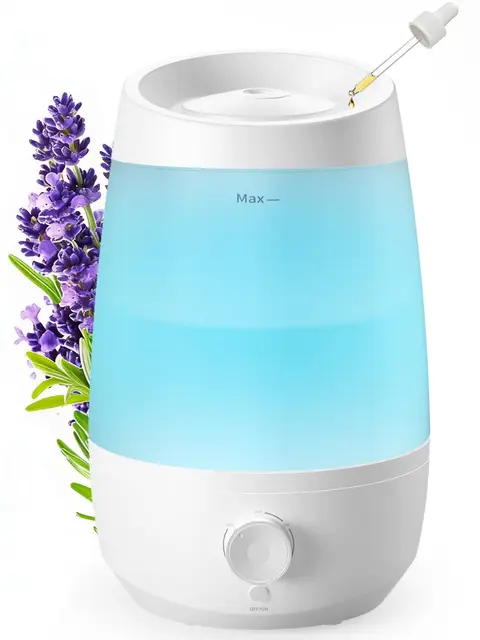 AROEVE Humidificador, 2,5L Humidificador Aceites Esenciales, 250 ml/h, 25H Difusor de Aceites Esenciales, Apagado Automático, 25 dB Silencioso para Bebés y Plantas, Blanco