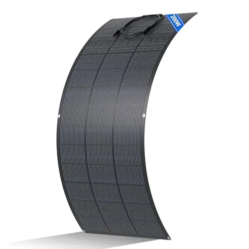 ECO-WORTHY Panel solar flexible 200W ETFE Material 18BB, con una alta eficiencia de conversión del 25%, ideal para balcones, autocaravanas, barcos, tejados, acampadas, viviendas