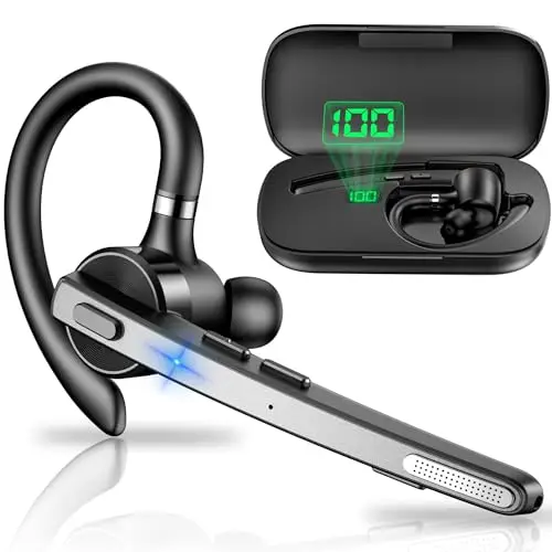 New Bee Auriculares Manos Libres Oreja Bluetooth V5.1 con 72 Horas de Juego Auricular Bluetooth Telefono con Doble Micrófono ENC Cancelación CVC8.0 para Negocios/Oficina (1 Pieza)