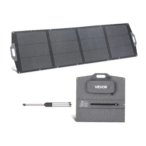 VEVOR Placa Solar Plegable 200 W, Panel Solar Monocristalino Portátil, Alta Eficiencia 24%, con Puertos USB MC4 DC, Impermeable IP67, Cargador para Viajes Acampadas Autocaravanas Estaciones de Energía